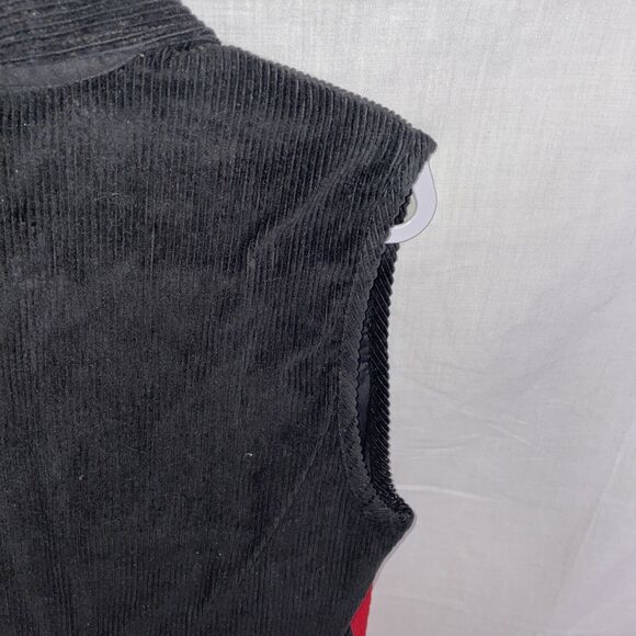 Paul Harris Design Corduroy Cardigan Women’s Size Medium Red Black Snowflake - Picture 10 of 12